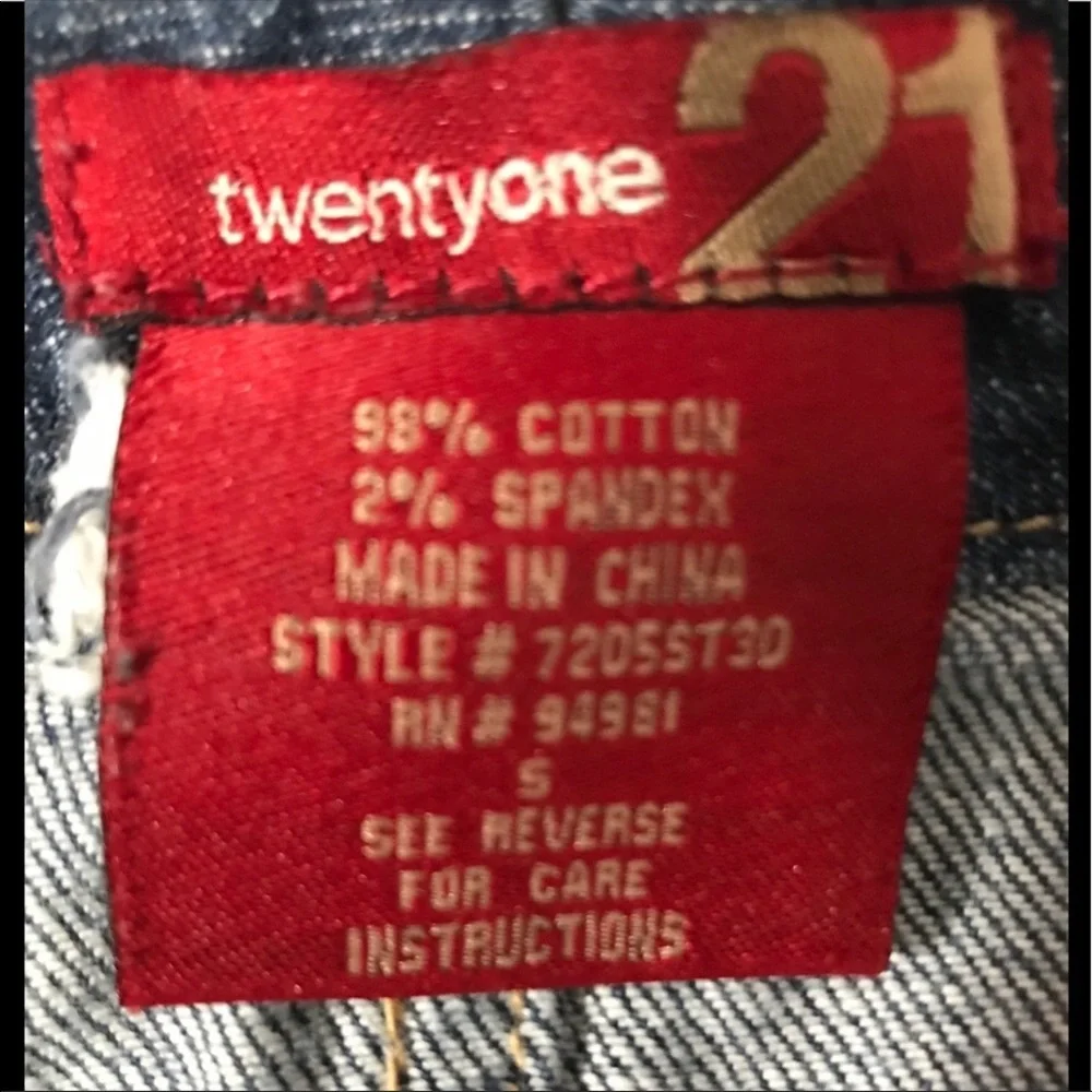 TWENTY ONE distressed stud detail frayed raw hem S